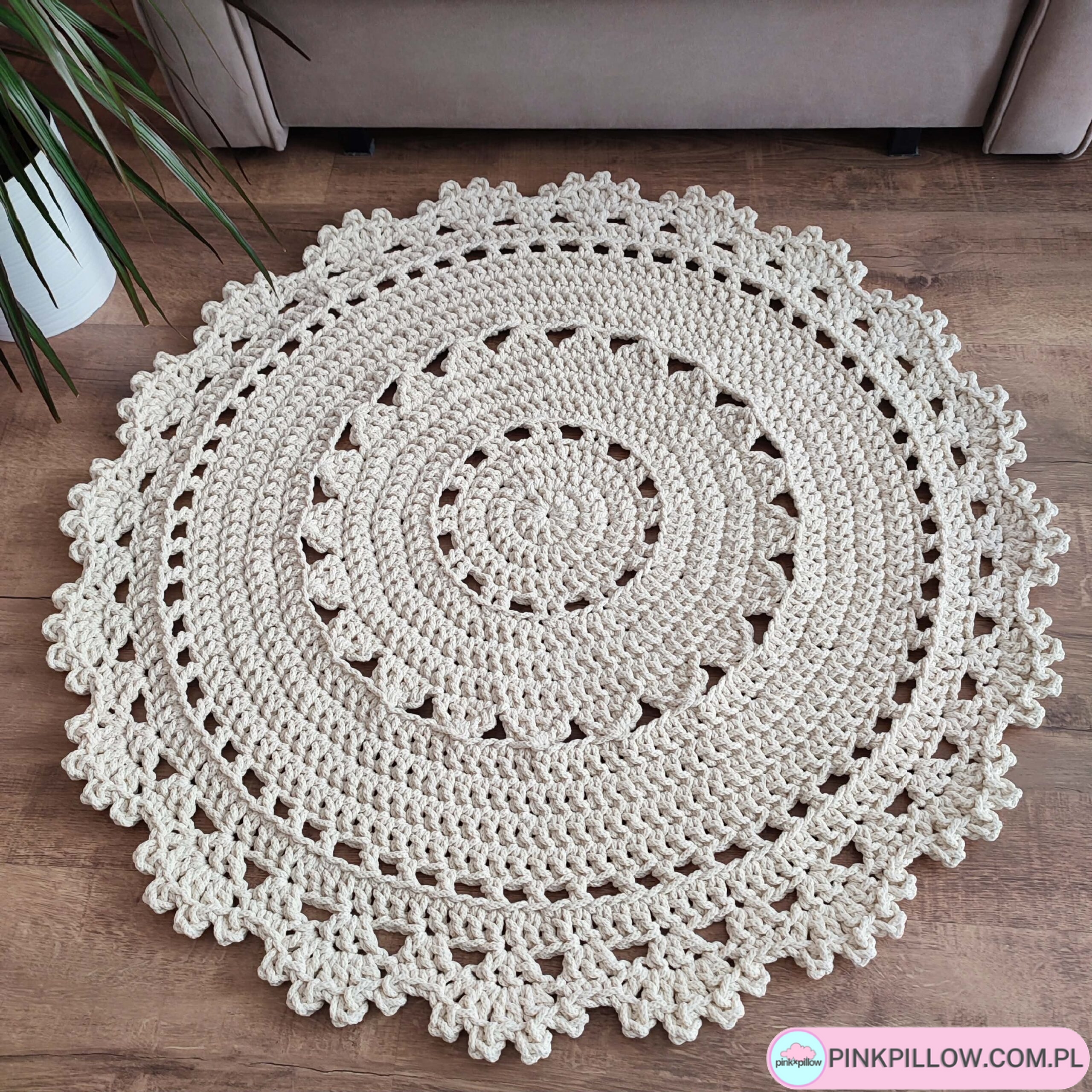 Dywan szydełkowy ze sznurka okrągły 90 cm - Różne Kolory