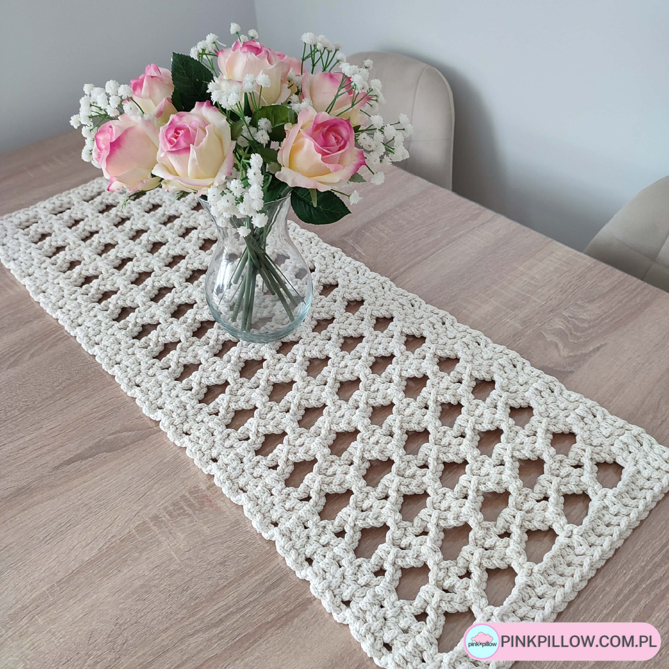 Bieżnik prostokątny ze sznurka szydełkowy 32x88 cm - Różne Kolory