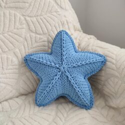 Szydełkowa Poduszka Gwiazdka - Średnica 40 cm - Kolor Jeans