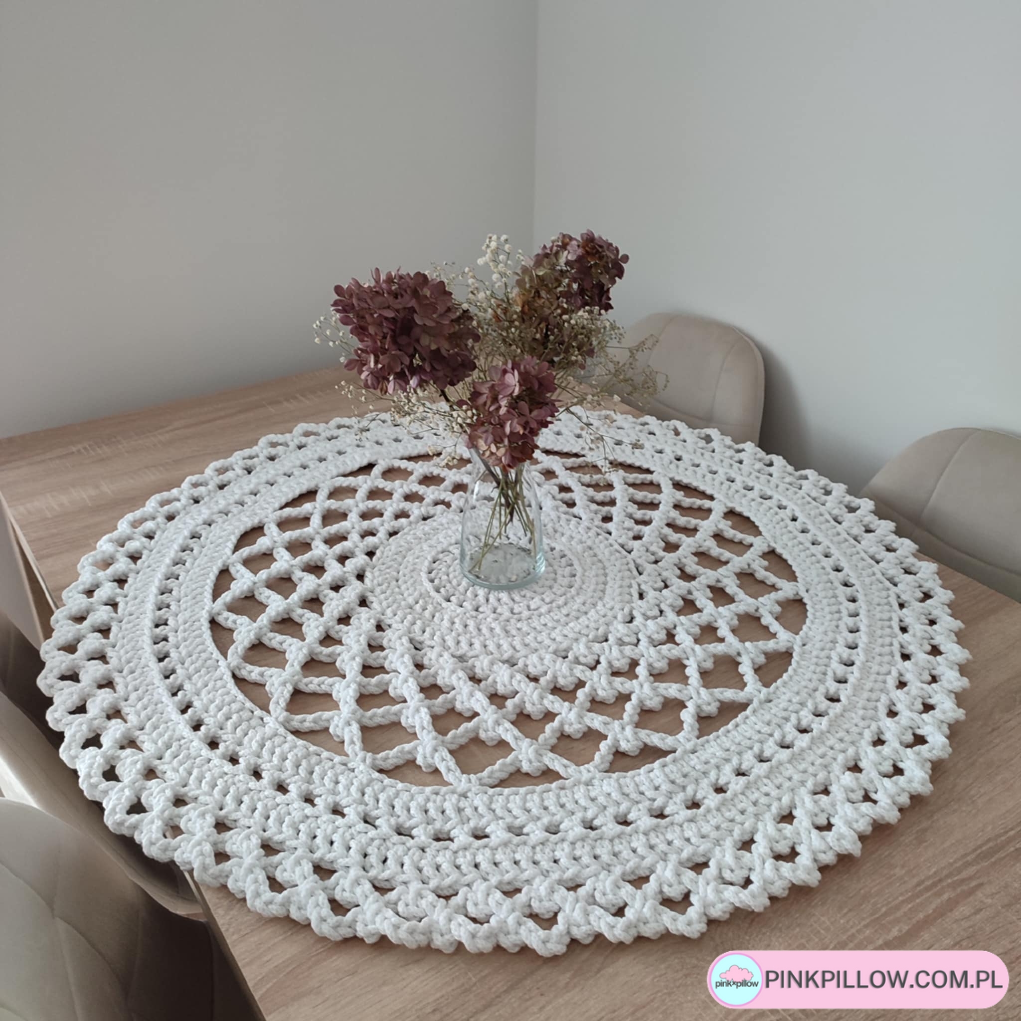 Serweta szydełkowa okrągła ażurowa - Średnica 90 cm