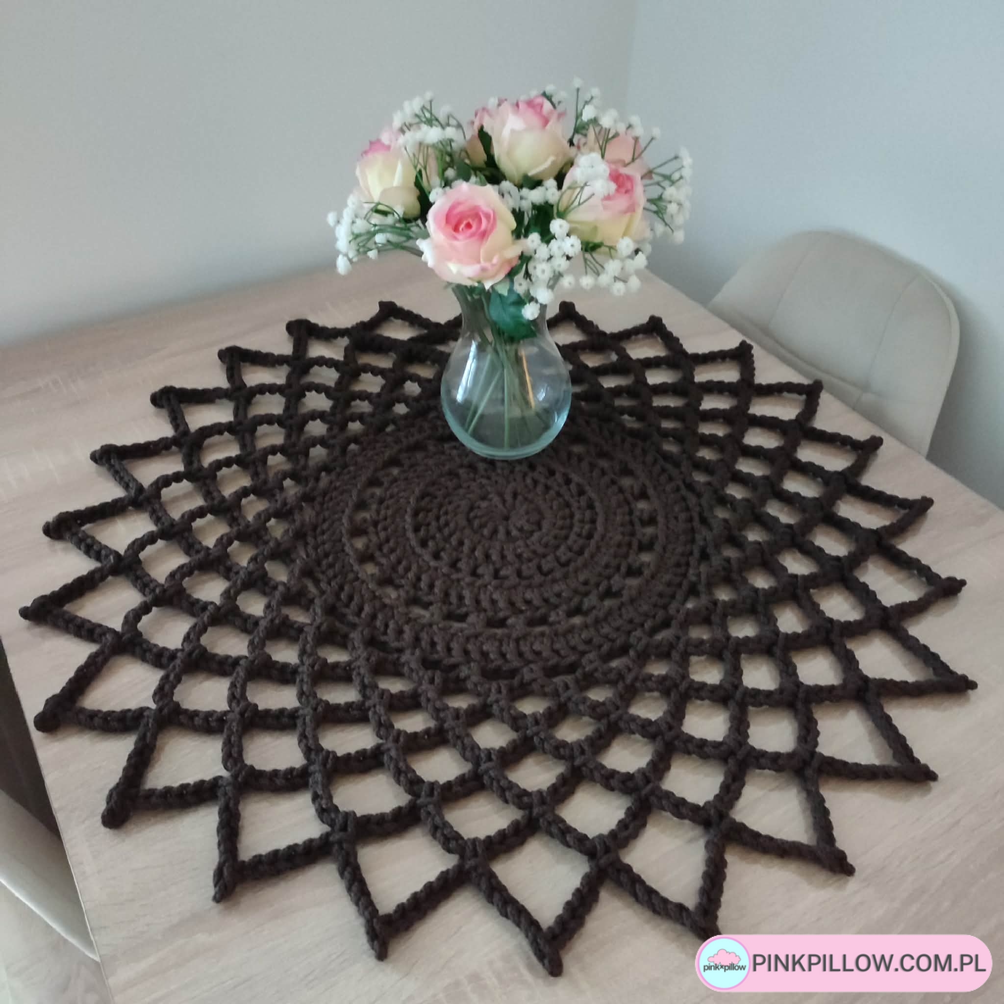 Serweta szydełkowa okrągła ze sznurka 80 cm - Różne Kolory