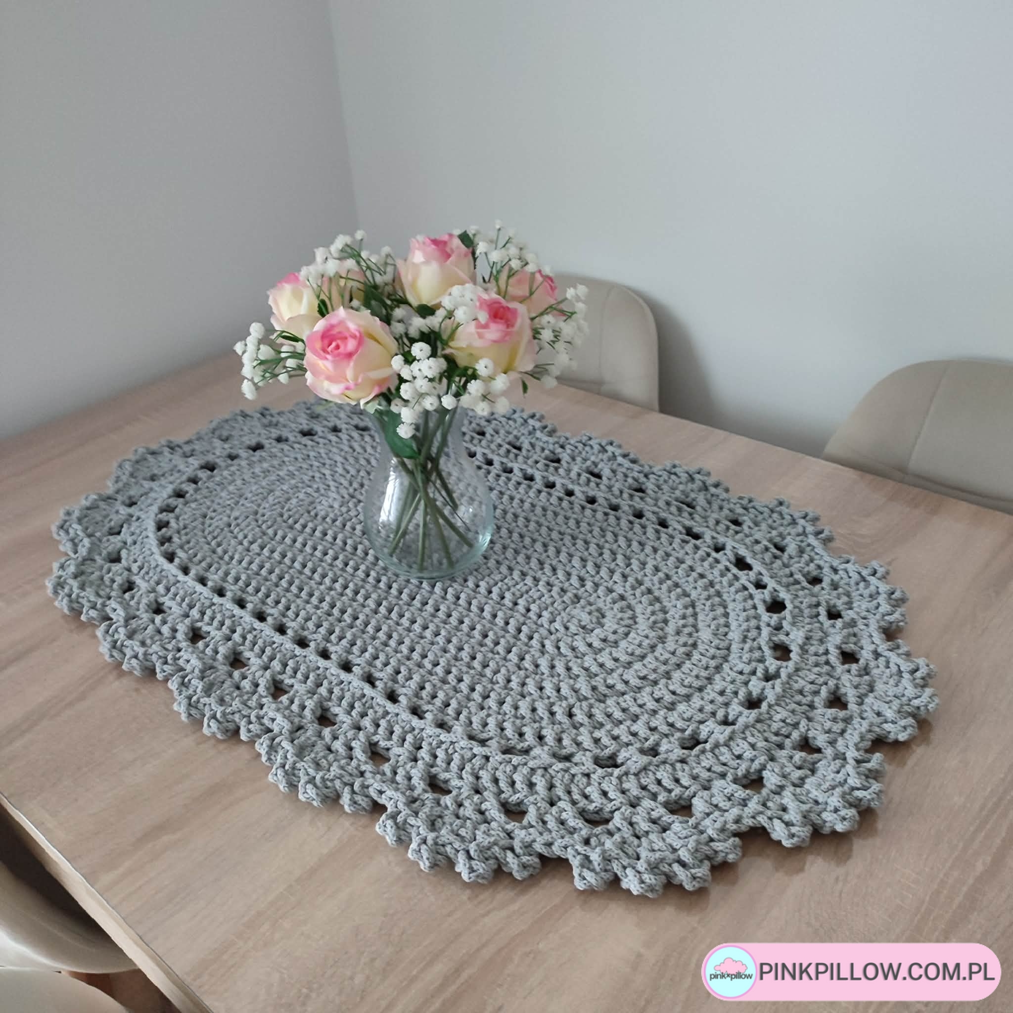 Bieżnik owalny ze sznurka szydełkowy 50x90 cm - Różne Kolory - obrazek 3