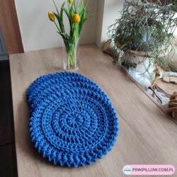 Podkładka ze sznurka Gruba - Średnica 32 cm - Kolor Chabrowy