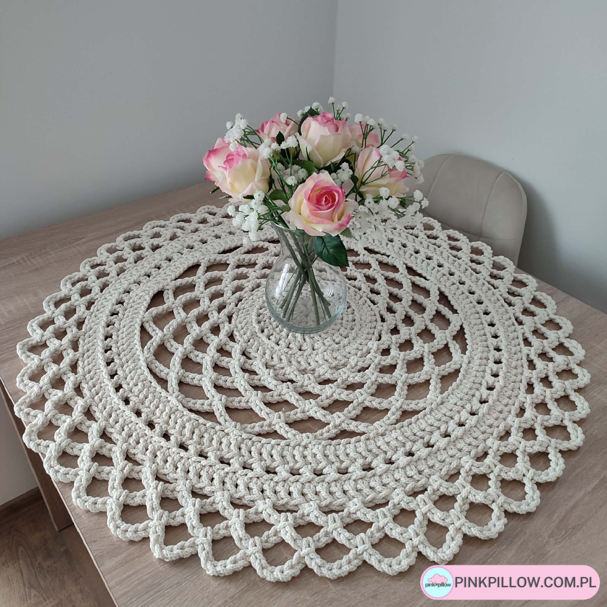 Serweta okrągła szydełkowa ze sznurka 80 cm - Różne Kolory