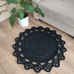 Okrągły Dywan pleciony na szydełku ze sznurka 80 cm - Różne Kolory