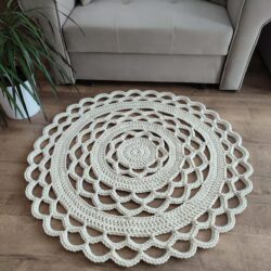 Dywan okrągły ze sznurka bawełnianego szydełkowy 90cm