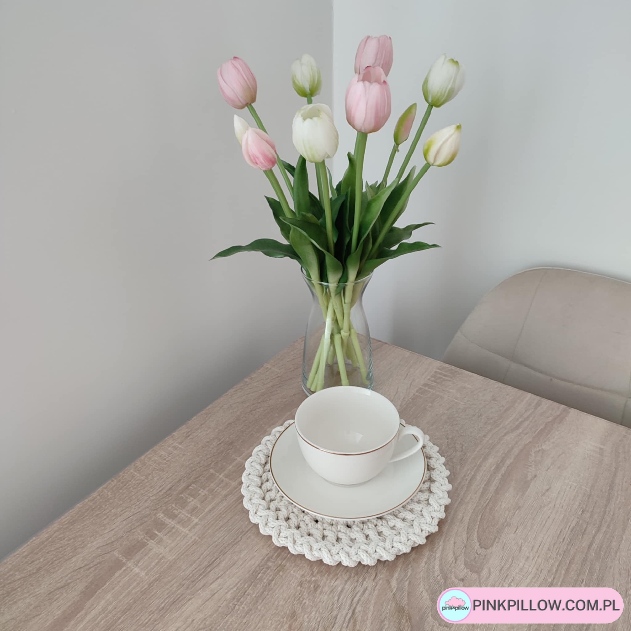 Podkładka okrągła ze sznurka bawełnianego 20 cm - Różne Kolory - obrazek 2