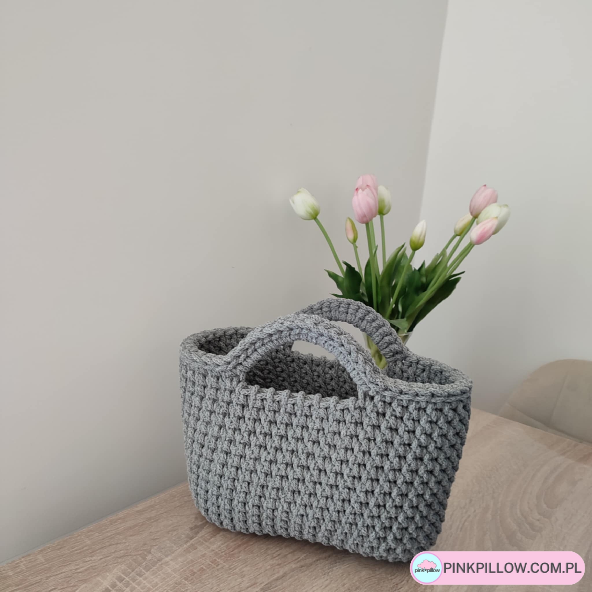 Mała Torebeczka ze sznurka 25x20 cm - Kolor Szary