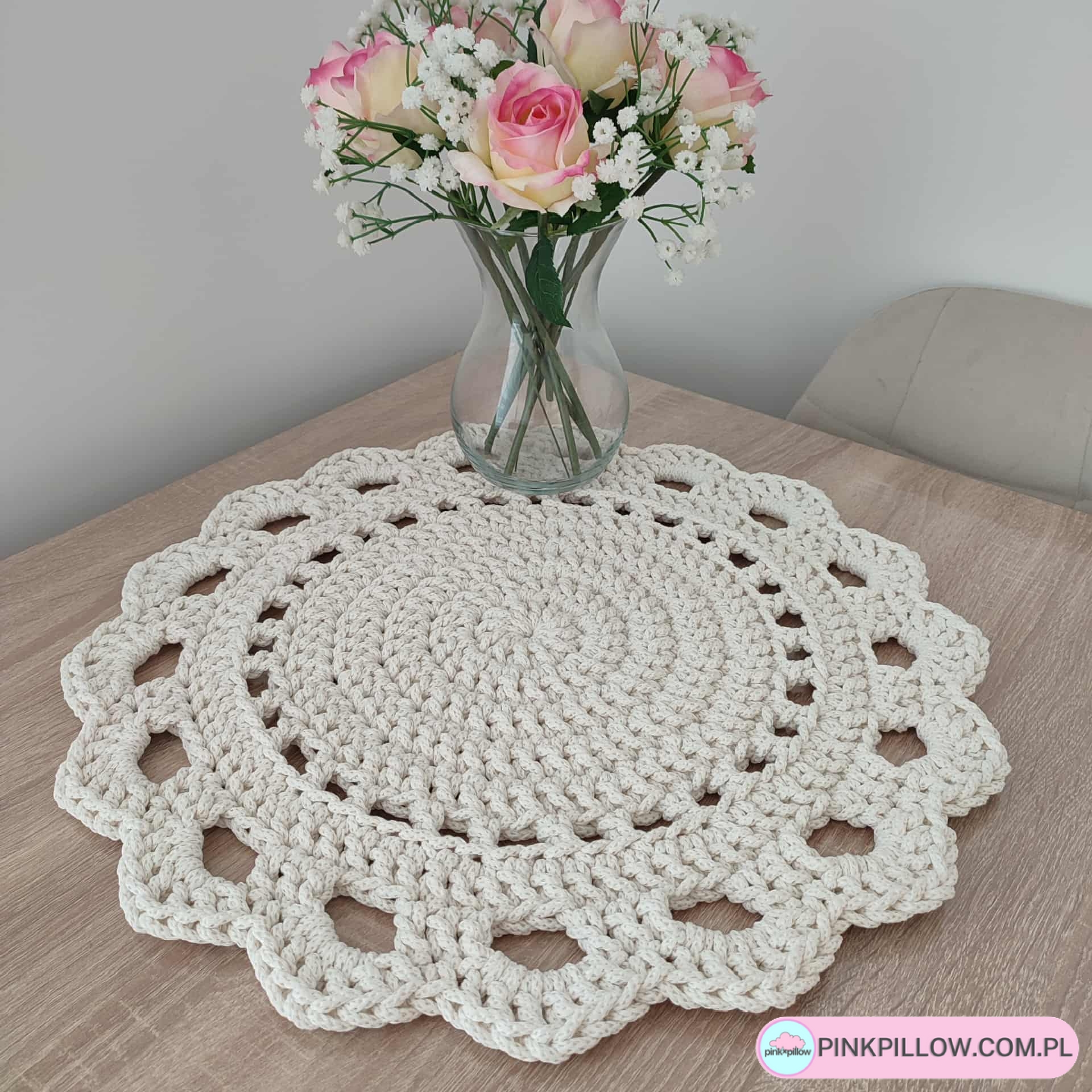 Zdobiona Podkładka ze sznurka 50 cm - Różne Kolory - obrazek 2