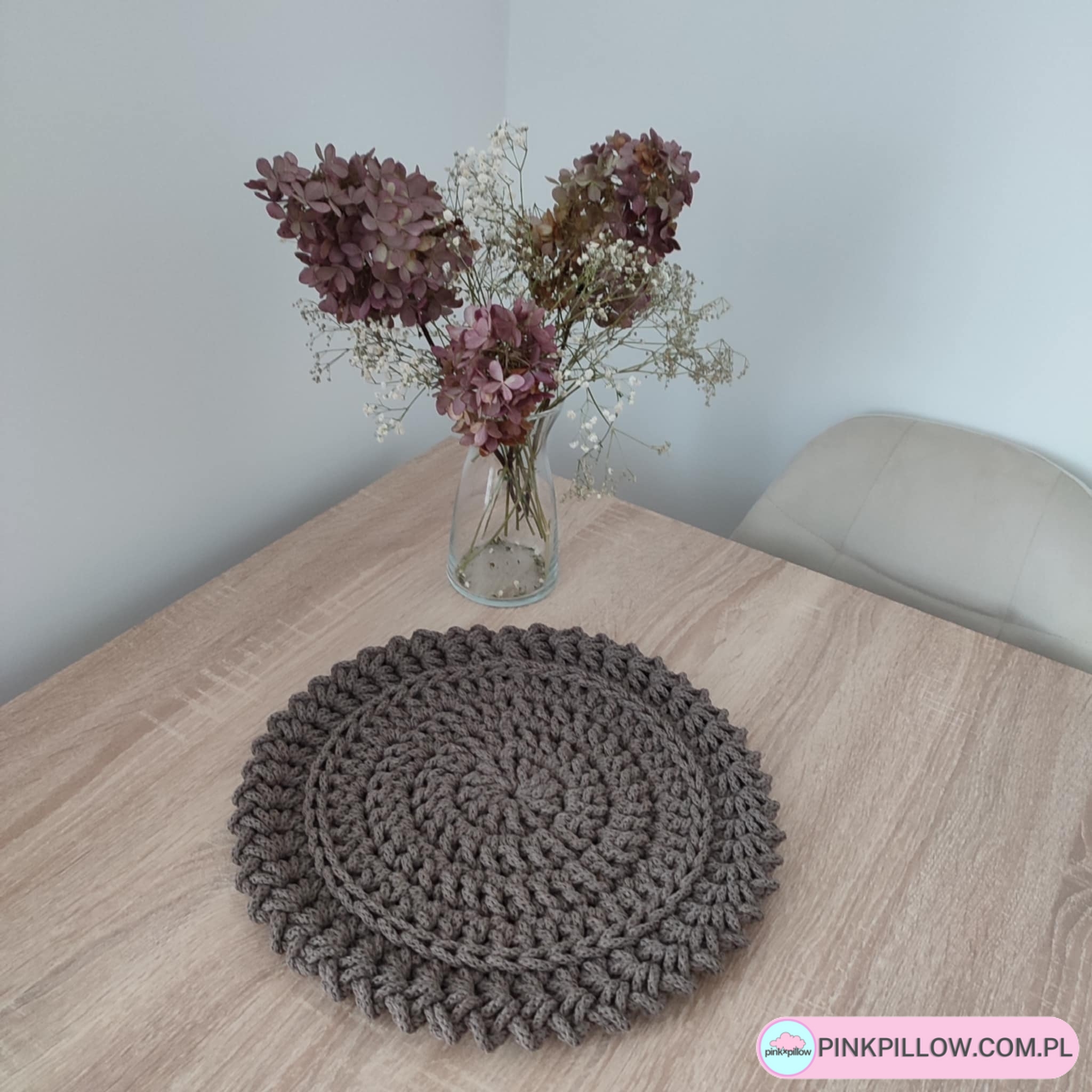 Szydełkowa Podkładka okrągła ze sznurka