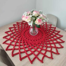 Promienista Serweta ze sznurka 80 cm - Kolor Czerwony