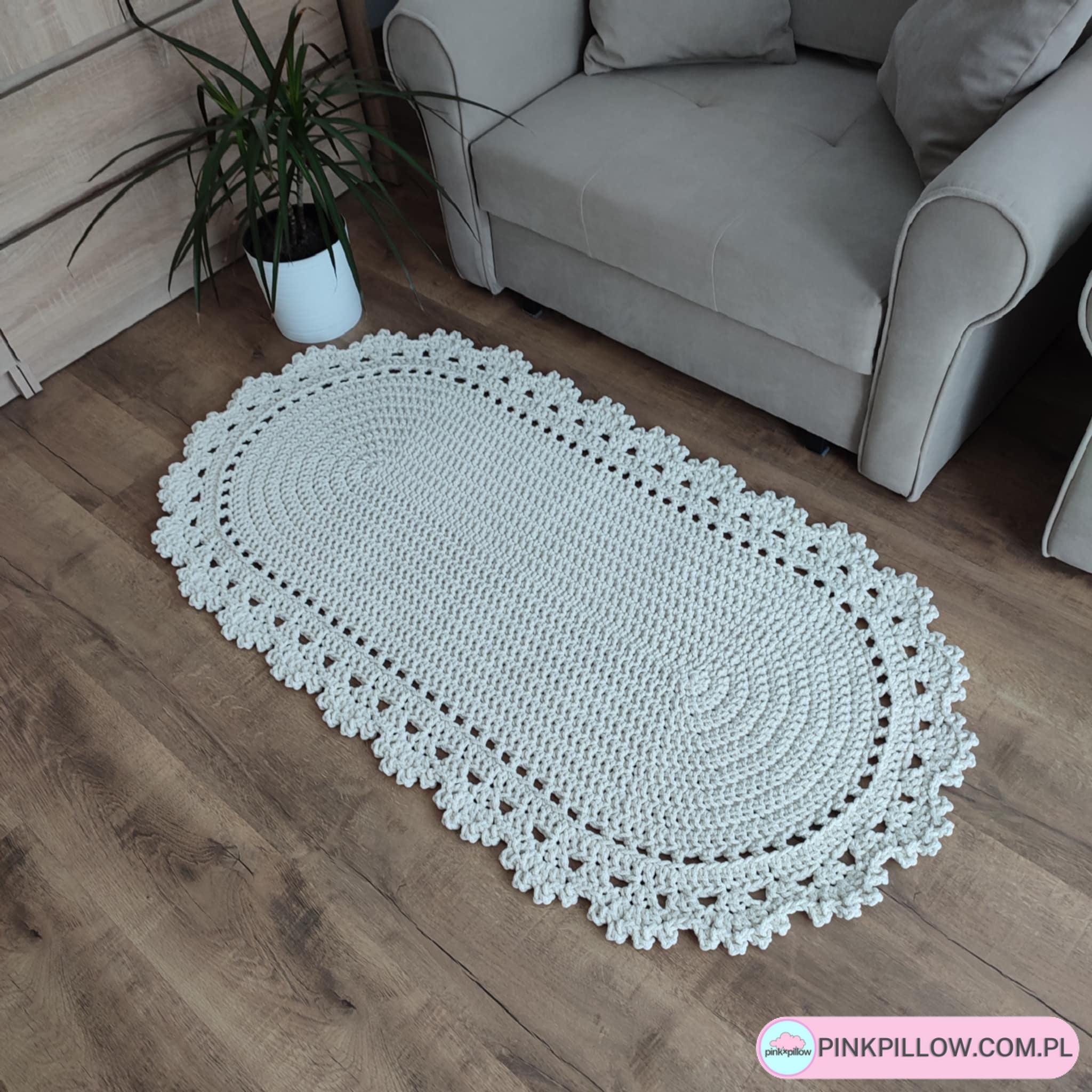 Owalny Dywan szydełko 75x140 cm