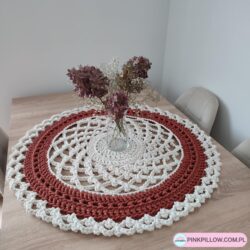 Serwetka na szydełku 80 cm, gruba ze sznurka - Kolor Ecru i Rudy