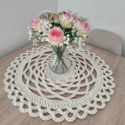 Obrus ażurowy 60 cm ze sznurka - Kolor Ecru