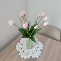 Ozdobna Podkładka pod Kubki i Filiżanki 32 cm - Kolor Biały