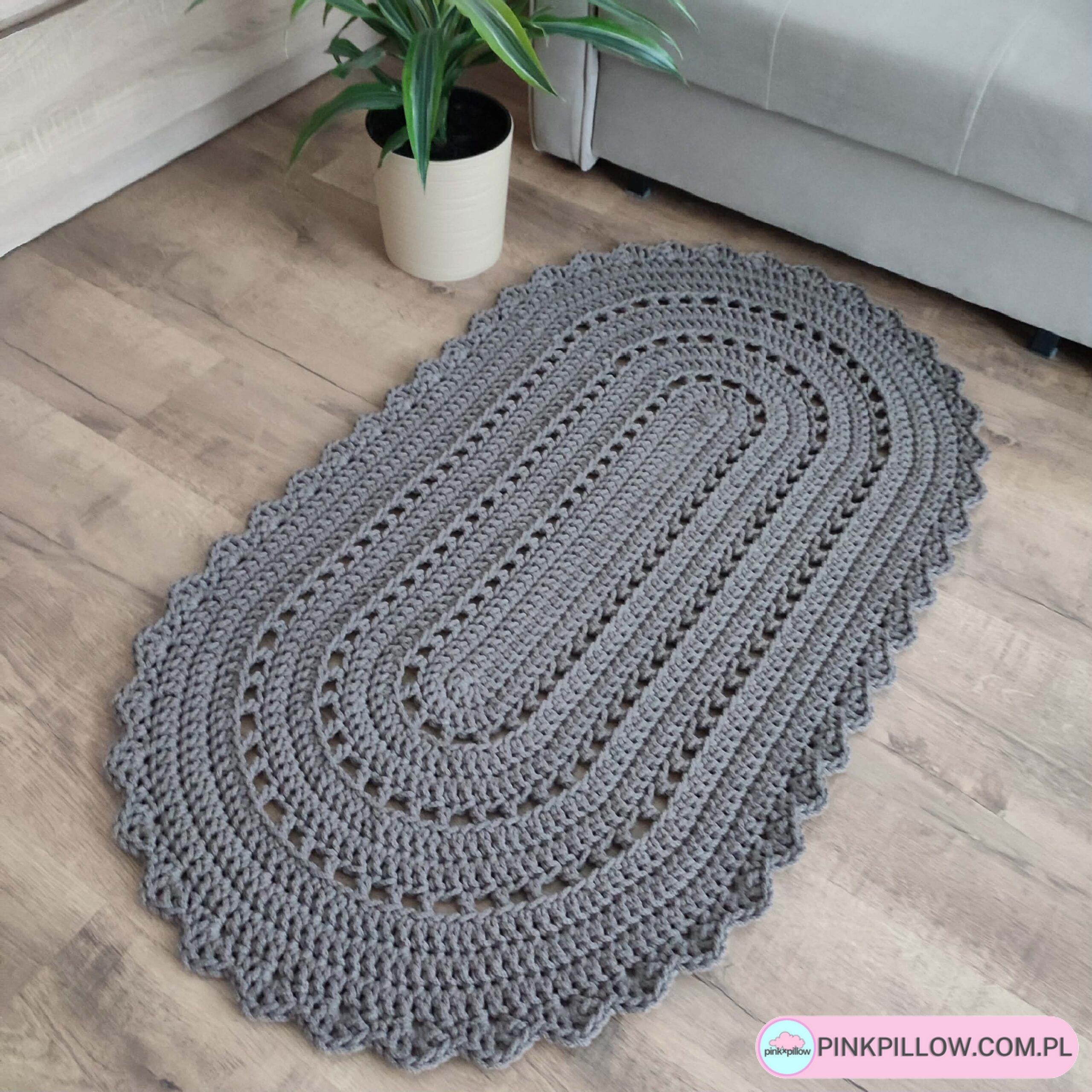 Dywan owalny ze sznurka szydełkowy - Wymiary 70x120 cm - Różne Kolory