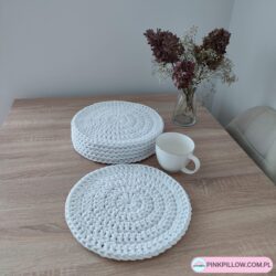 Podkładki Stołowe zestaw 6 sztuk - Średnica 28 cm - Kolor Biały