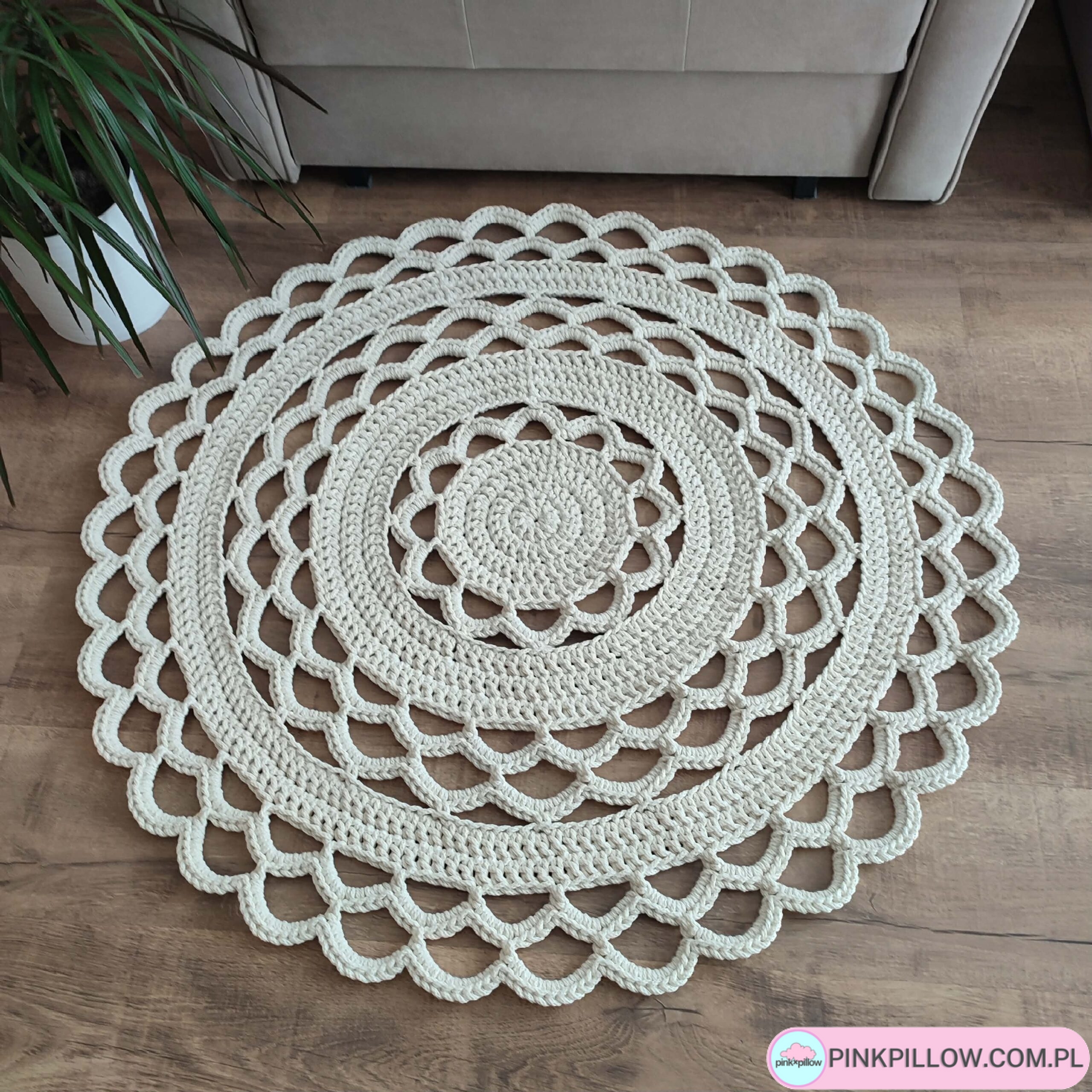 Dywan okrągły z bawełnianego sznurka - Średnica 100 cm - Różne Kolory