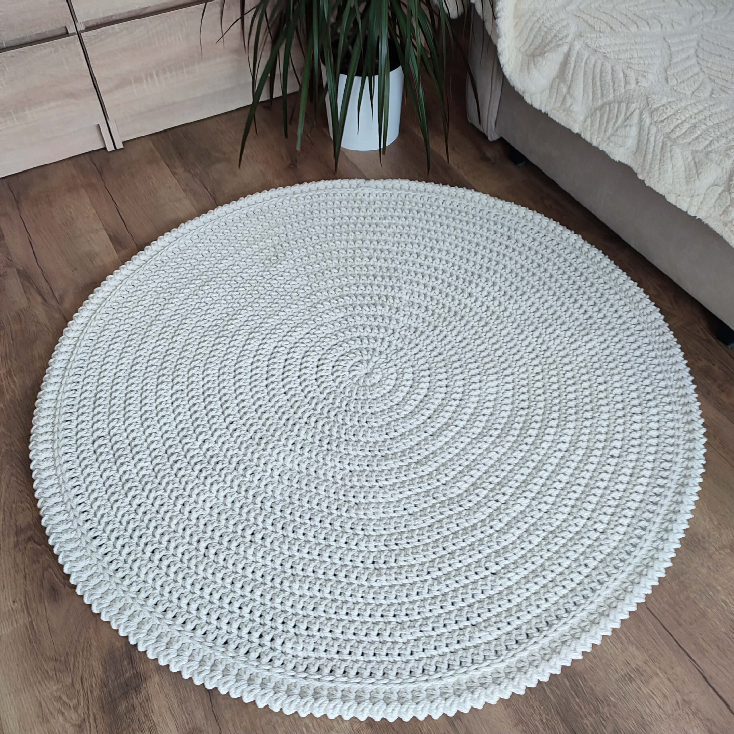 Dywan okrągły o gładkiej fakturze ze sznurka 125 cm - Różne Kolory - obrazek 2