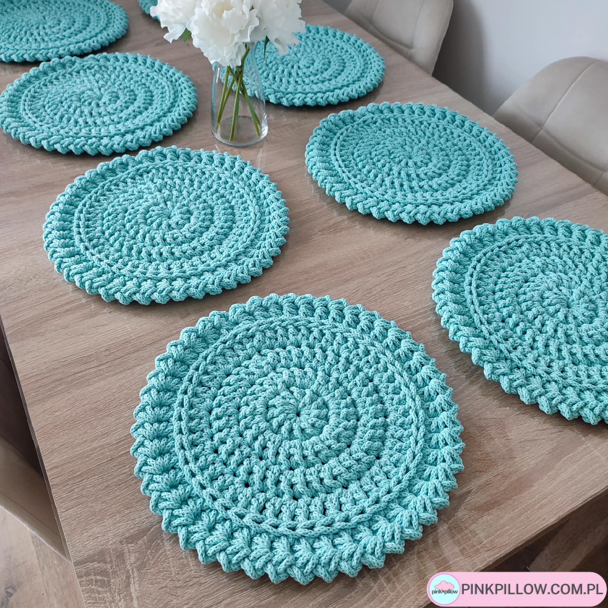 Podkładki sznurkowe, okrągłe 32 cm - Komplet 8 szt. - Różne Kolory