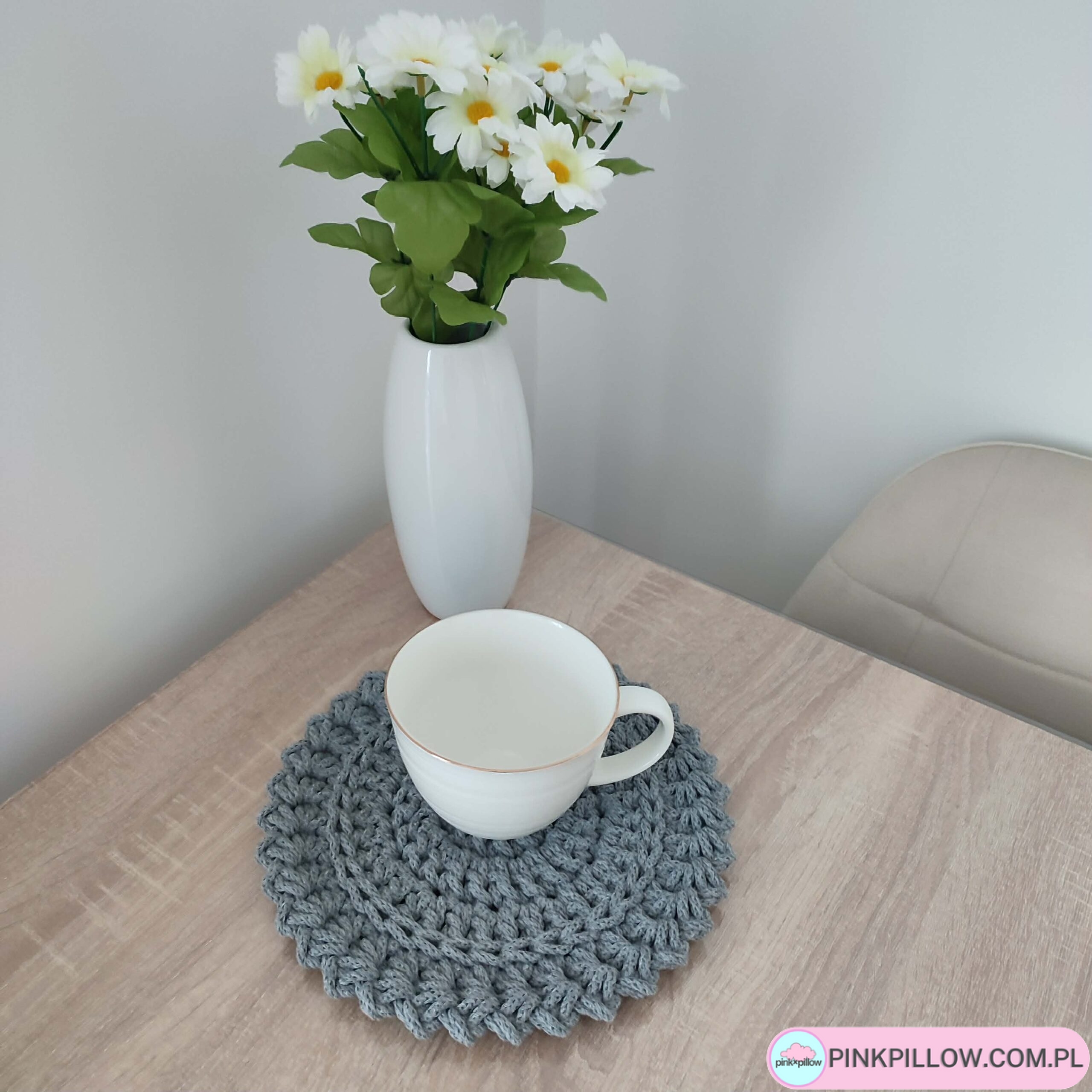 Podkładka pod kubek szydełko - Średnica 26 cm - Różne Kolory