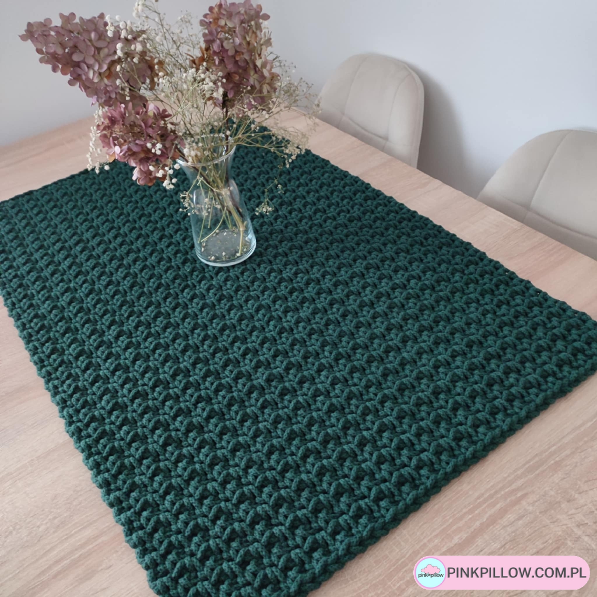 Prostokątny Bieżnik zielony - Wymiary 50x80 cm - Różne Kolory