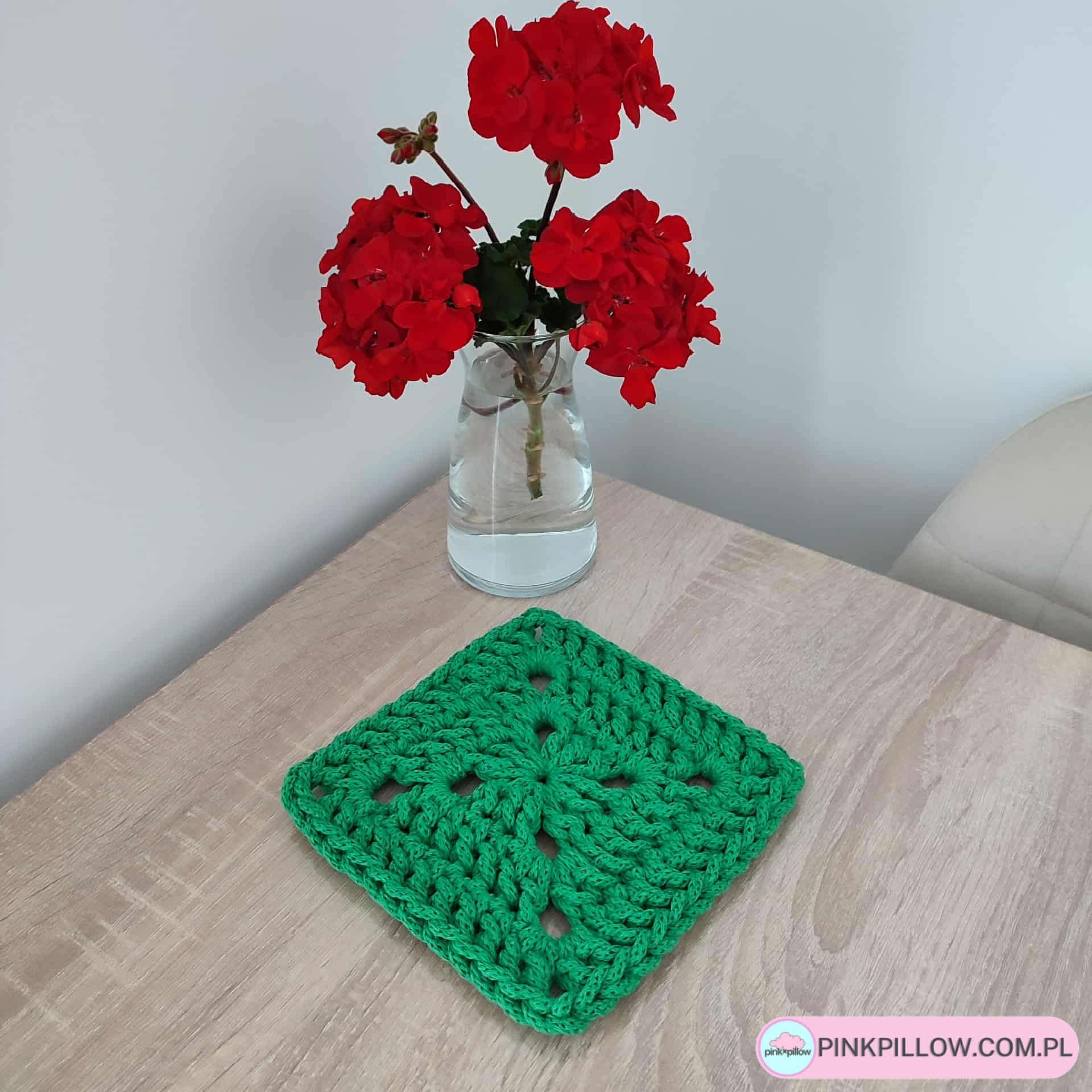 Kwadratowa Podkładka pod szklanki i kubki 16x16 cm - Kolor Trawka