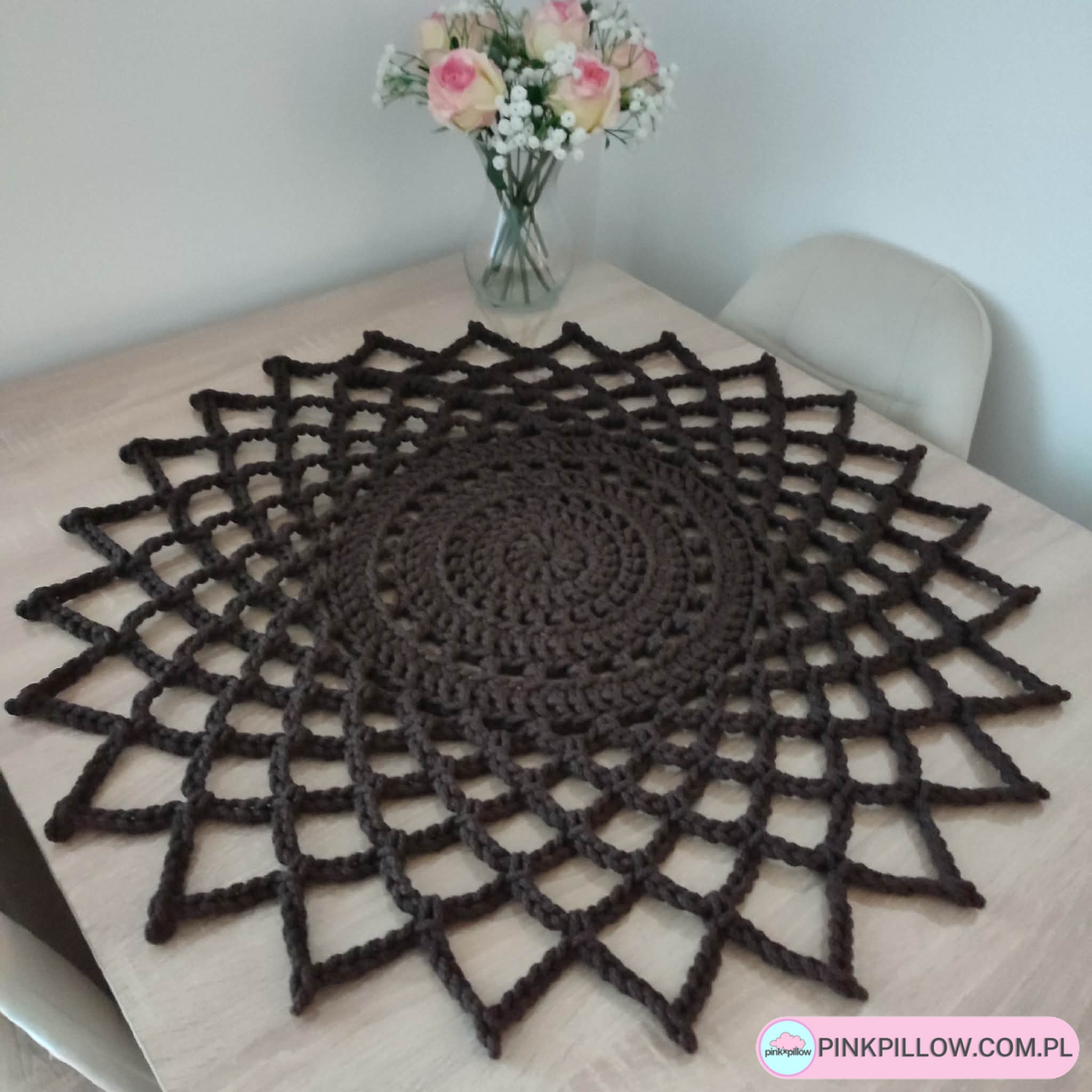 Serweta szydełkowa okrągła ze sznurka 80 cm - Różne Kolory - obrazek 2