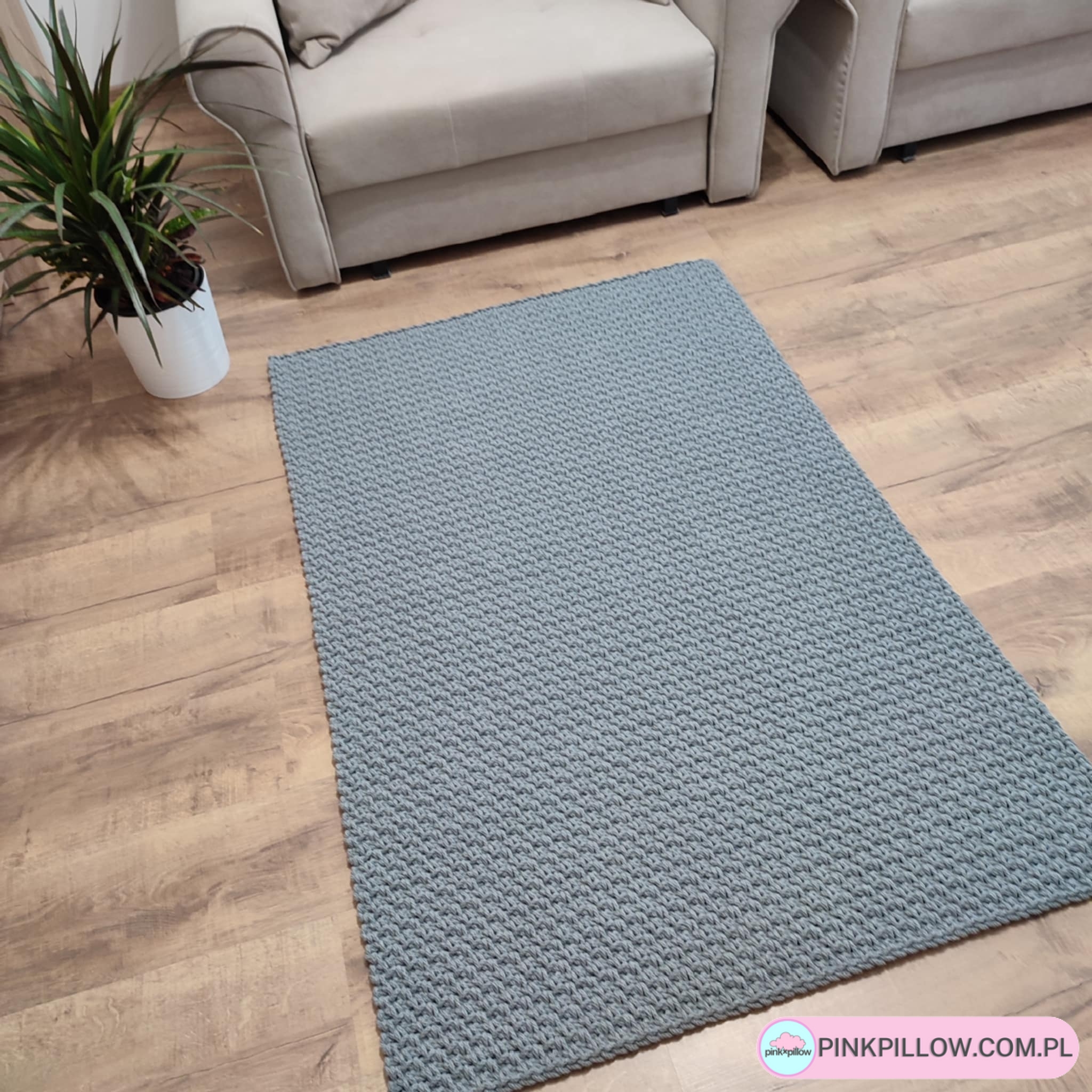 Dywan prostokątny ze sznurka bawełnianego - Dywan robiony ręcznie