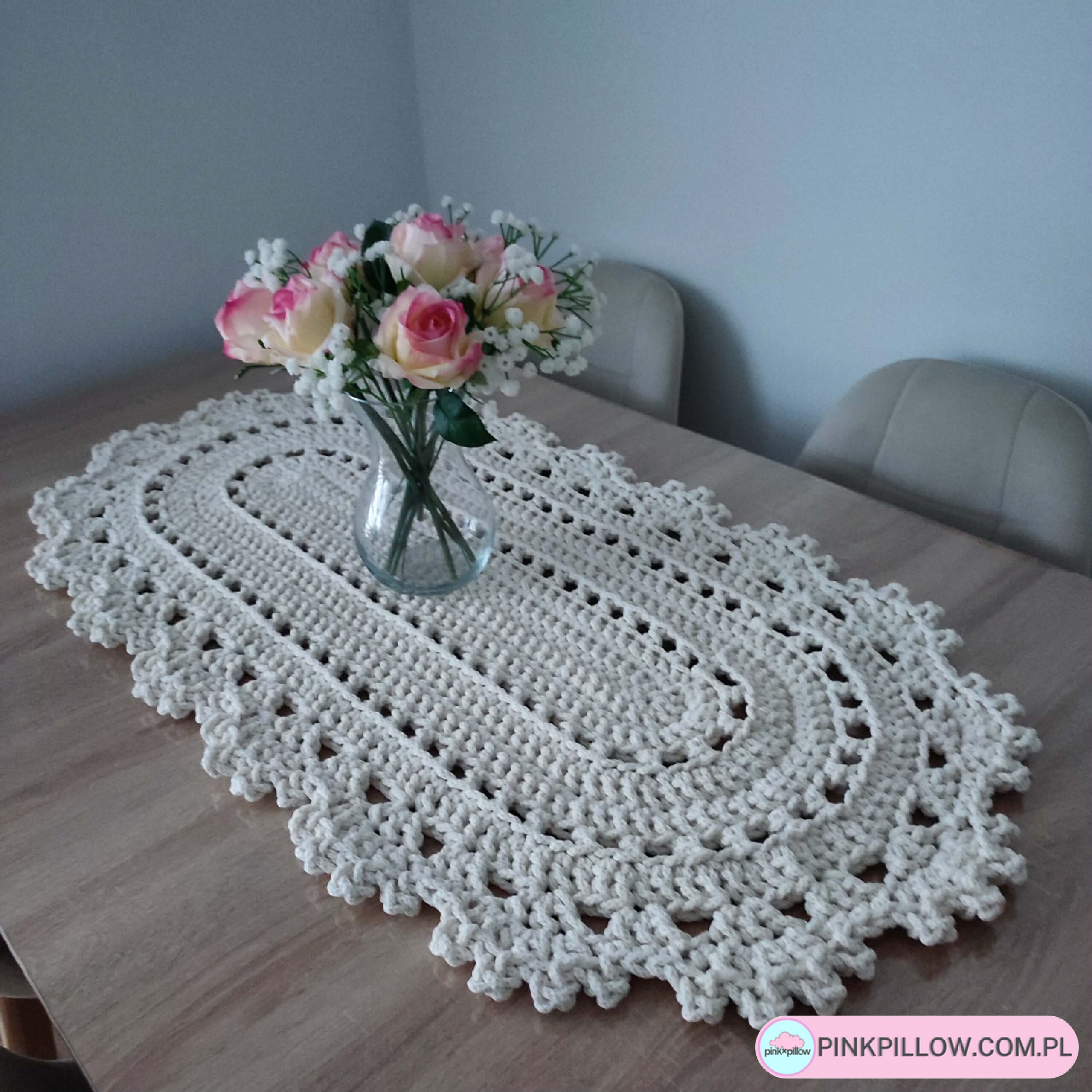 Bieżnik owalny szydełkowy ze sznurka 50x100 cm - Różne Kolory