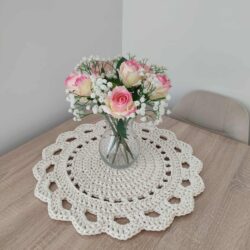 Zdobiona Podkładka ze sznurka 50 cm - Kolor Ecru