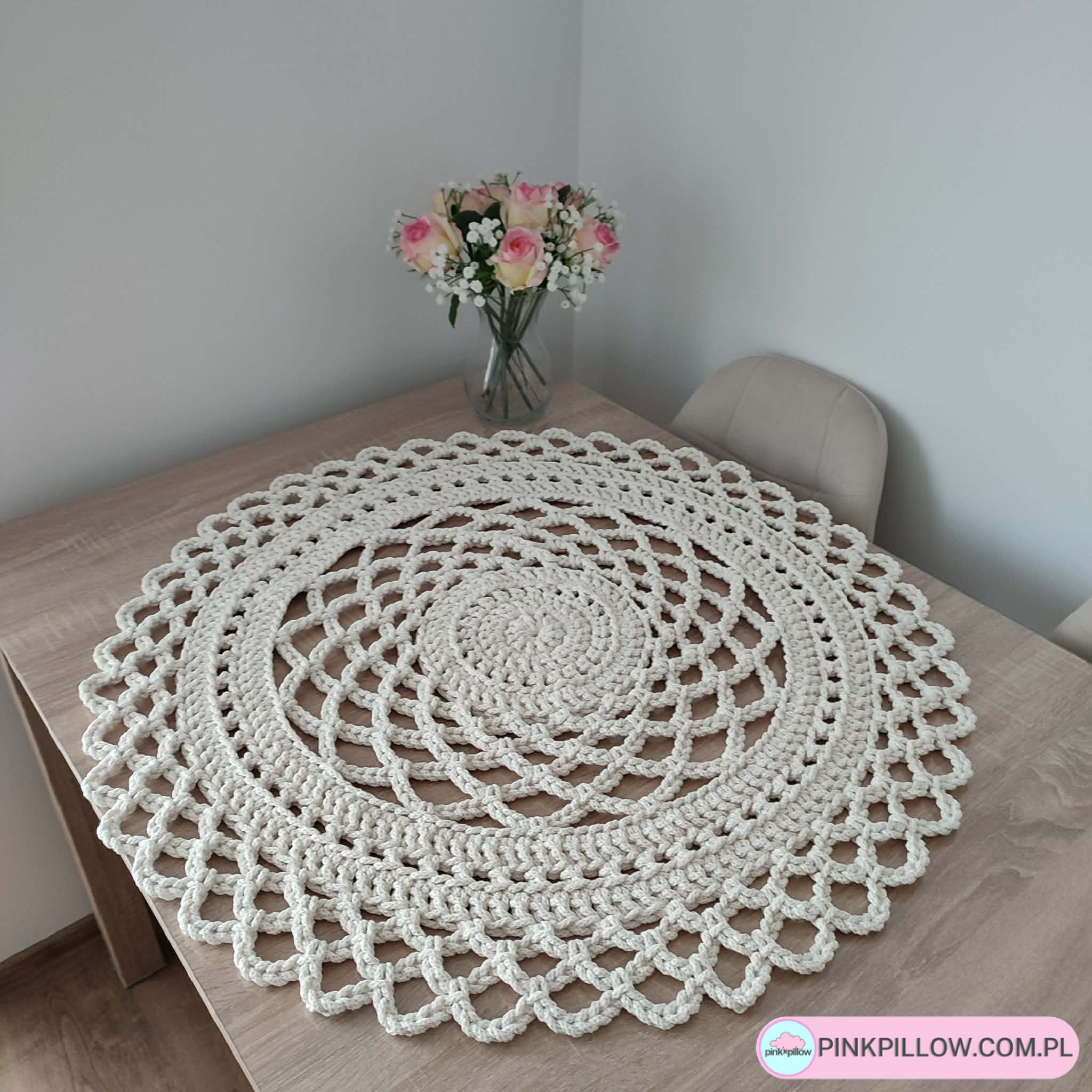 Serweta okrągła szydełkowa ze sznurka 80 cm - Różne Kolory - obrazek 2