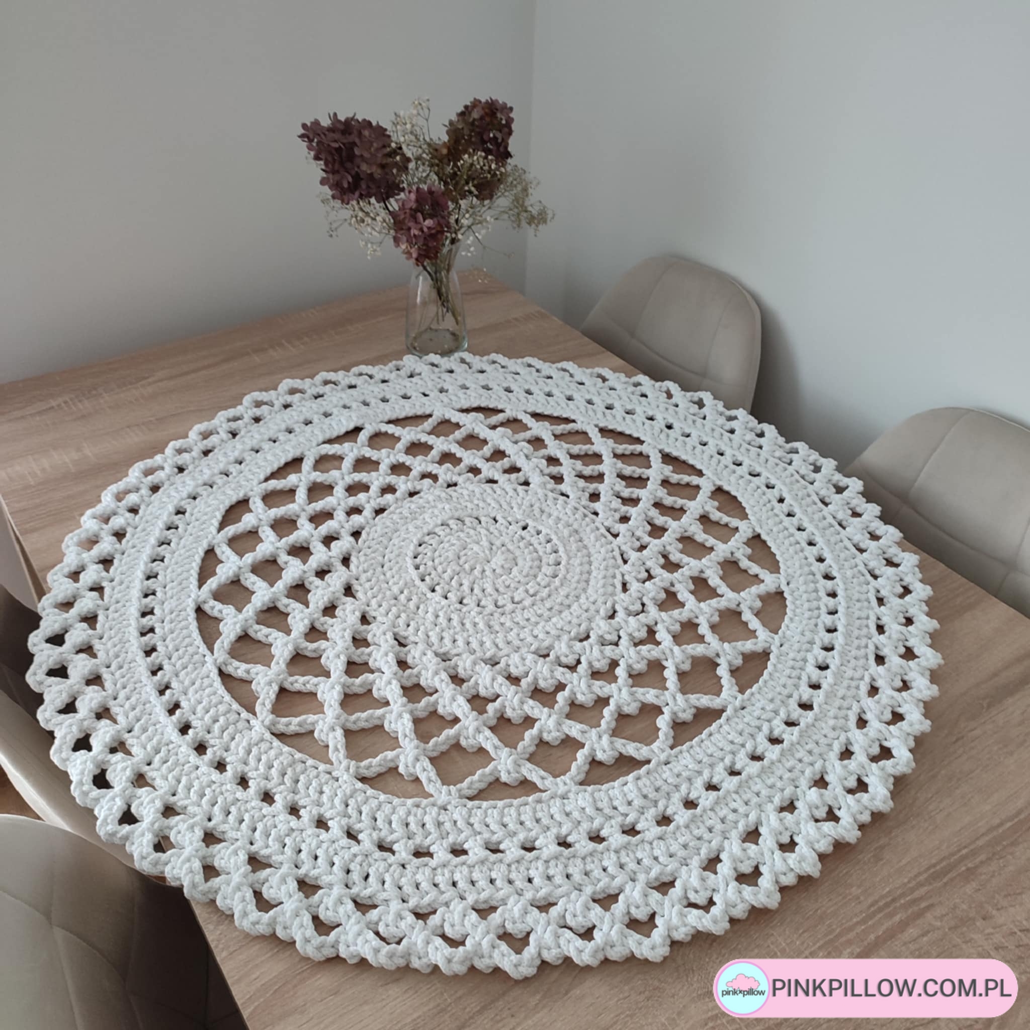 Serweta okrągła 90 cm - Różne Kolory - Kolor Biały