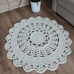 Dywan do salonu Nowoczesny - Średnica 90 cm - Kolor Ecru