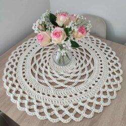 Obrus na stół do salonu ze sznurka 70 cm - Kolor Ecru