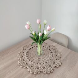 Dekoracyjna Podkładka szydełkowana do Salonu 50 cm - Kolor Karton