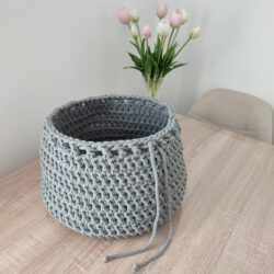 Mały Koszyczek/ Osłonka ze sznurka - Rozmiar 30x20 cm - Kolor Szary