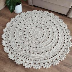 Dekoracyjny Dywan ornamentowy 120 cm - Kolor Ecru