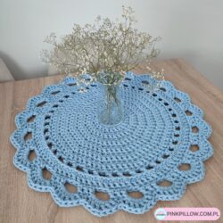 Okrągła Podkładka do Jadalni - Średnica 65 cm - Kolor Niebieski