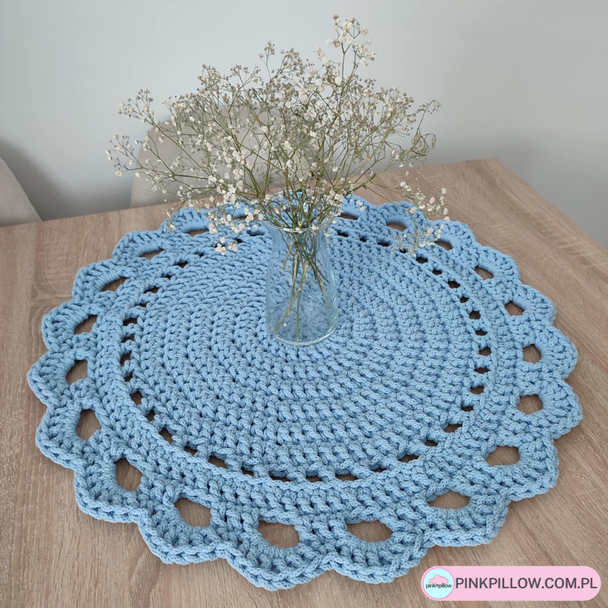 Okrągła Podkładka do Jadalni - Średnica 65 cm - Kolor Niebieski