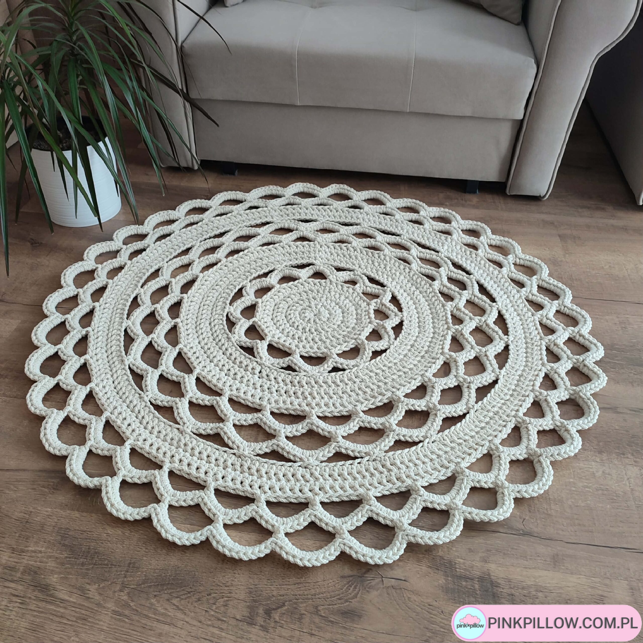 Dywan okrągły z bawełnianego sznurka - Średnica 100 cm - Różne Kolory - obrazek 3