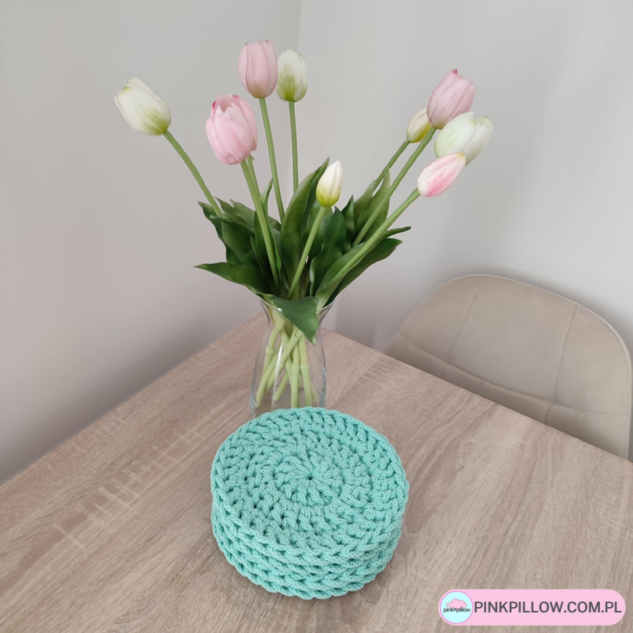 Komplet Podkładek pod Kubki ze sznurka 17 cm - Różne Kolory - obrazek 2