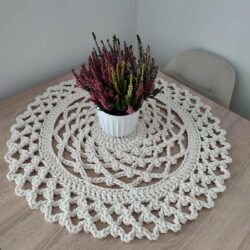 Obrus Elegancki ażurowy ze sznurka 65 cm - Kolor Ecru