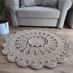 Okrągły Dywan do przedpokoju - Średnica 90 cm - Kolor Karton