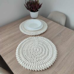 Okrągła Podkładka bawełniany sznurek 38 cm - Kolor Ecru