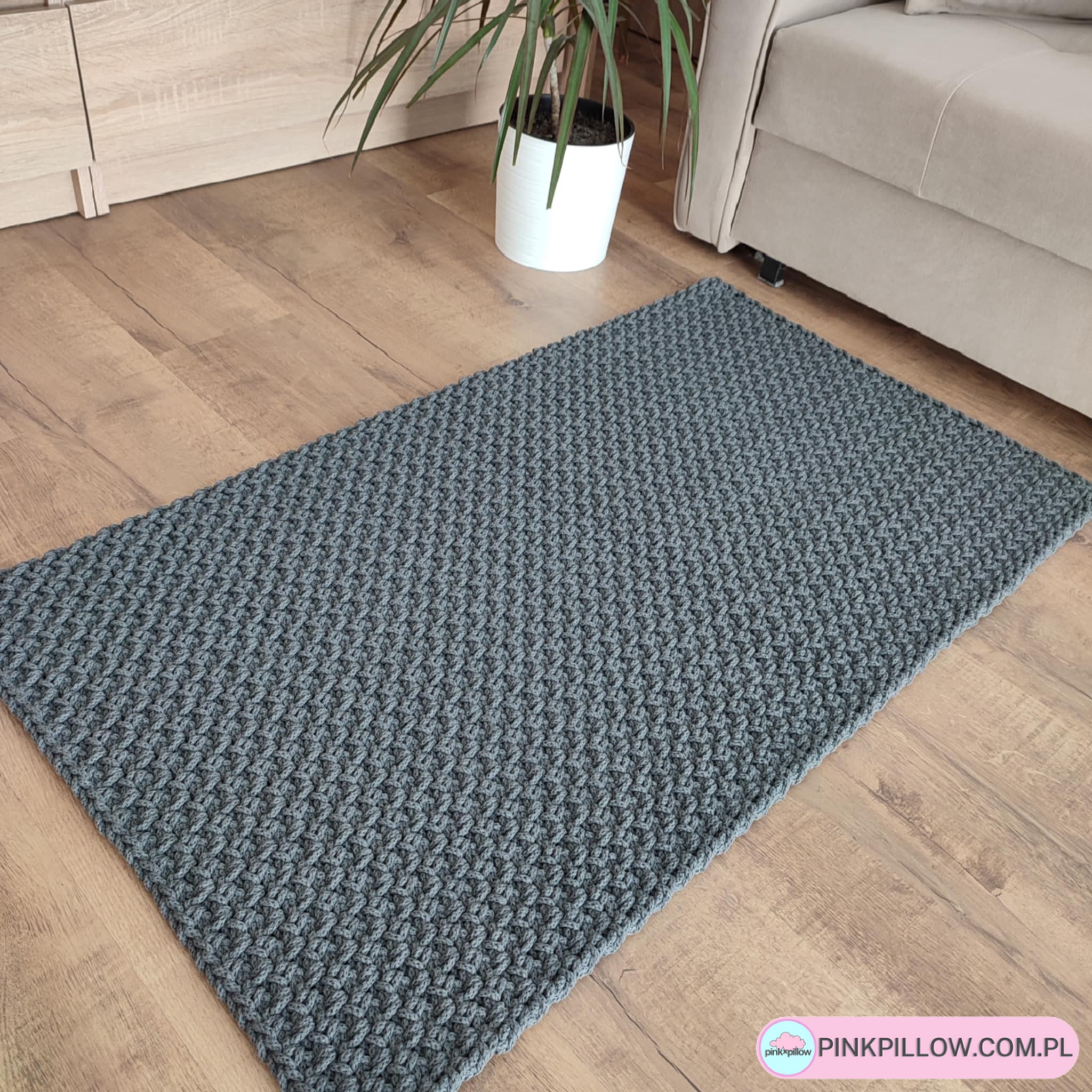 Prostokątny Dywan 70x120 cm Prosty - Kolor Stalowy