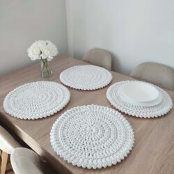 Komplet szydełkowych podkładek pod talerze 38 cm - Komplet 4 szt.