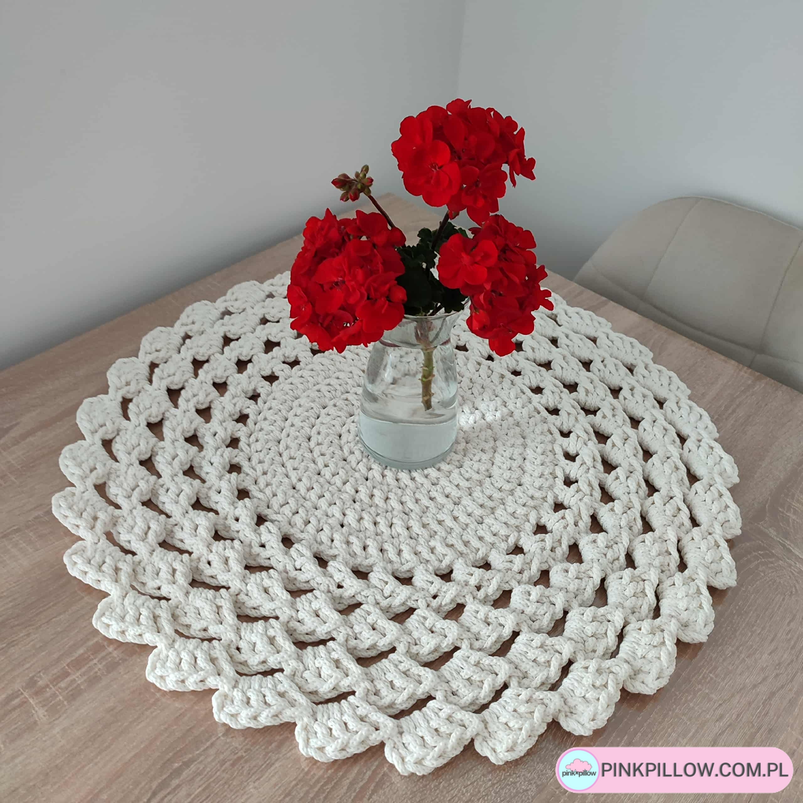 Gruba Serwetka na stolik 60 cm - Kolor Ecru