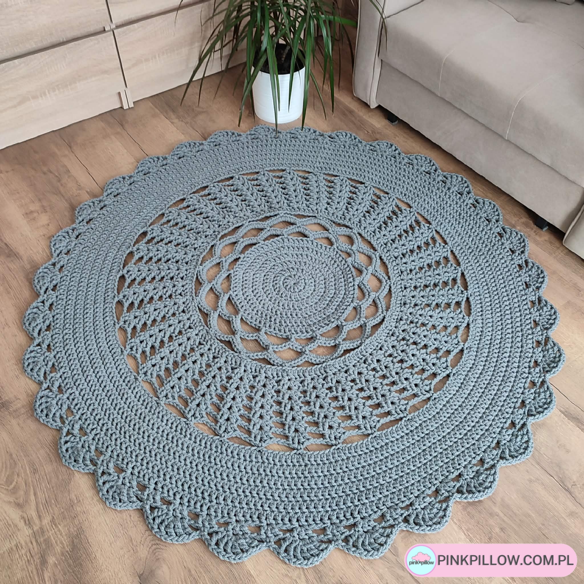 Dywan szydełkowy okrągły ze sznurka 140 cm - Różne Kolory