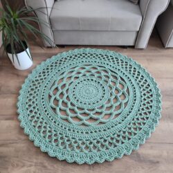 Nowoczesny Dywan okrągły ze sznurka 110 cm - Kolor Eukaliptus